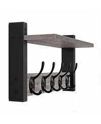 Yigii Grey 24" Wall Coat Rack with Shelf - Modern Design for Entryway, Hallway, Bathroom