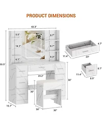 "Gaomon Led Dresser with Mirror & Power Outlet for Bedrooms, Easy Assembly"