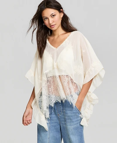 And Now This Women's Embroidered Woven Poncho, Macy's Exclusive