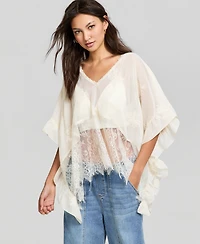 And Now This Women's Embroidered Woven Poncho, Macy's Exclusive