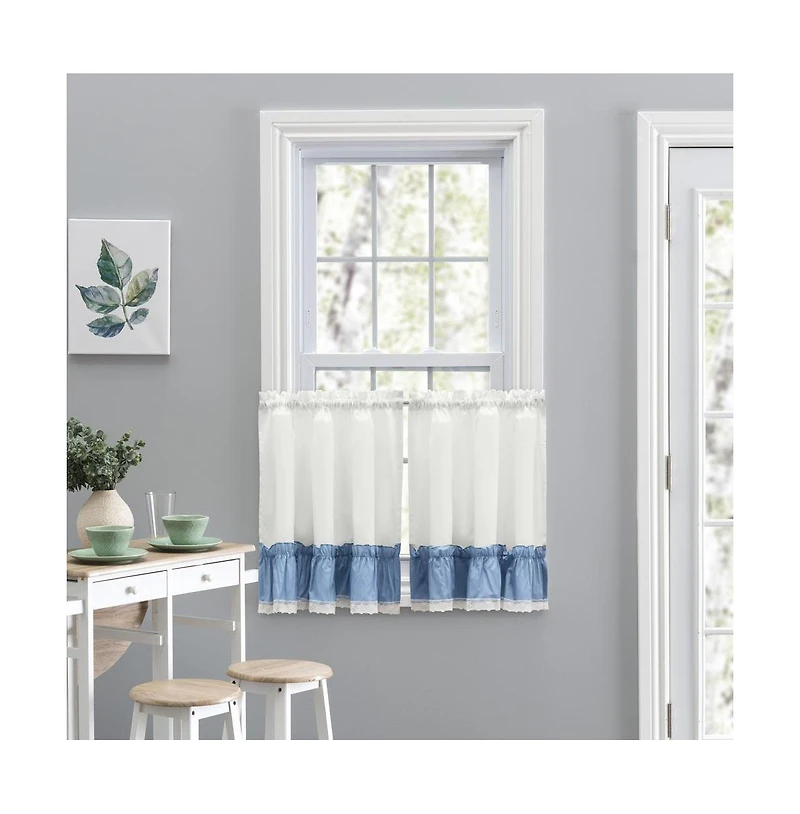 Ellis Curtain Madelyn Ruflled Victorian 1.5" Rod Pocket Window Curtain Tiers 82"x36" Slate