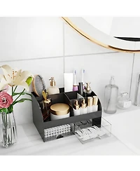 Yigii Makeup Organizer with 6 Sections & 2 Drawers for Desk, Bathroom, & Bedroom