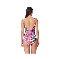 Profile by Gottex Women's Plantopia V-Neck Surplice Ruffle One Piece