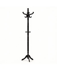 Yigii Adjustable Height Coat Rack with 11 Hooks, Solid Rubber Wood