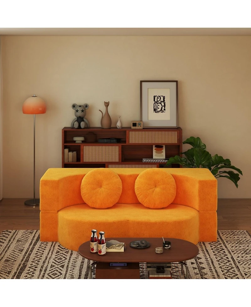 Streamdale Furniture Folding Sofa Bed with Pillow, Twin Sleeper Sofa, Yellow