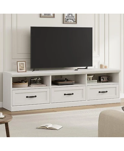 gaomon 70in Tv Stand for TVs up to 80", Mid Century Modern Entertainment Center with Storage Drawer and Open Shelves