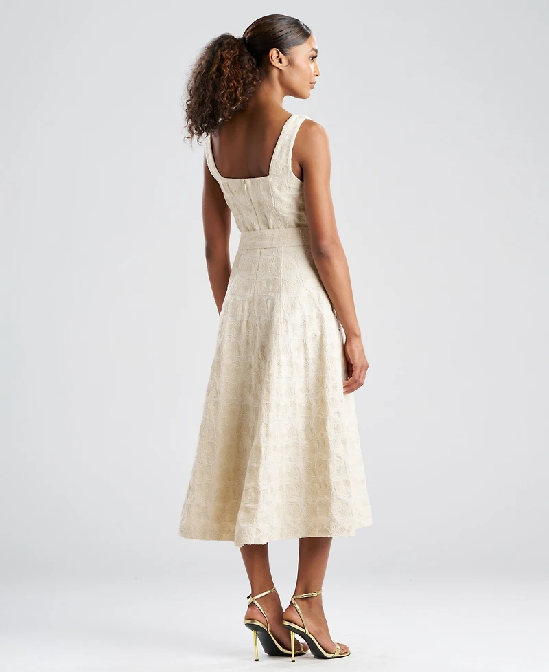 Natori Women's Spiral Embroidered Square Neck Maxi Dress