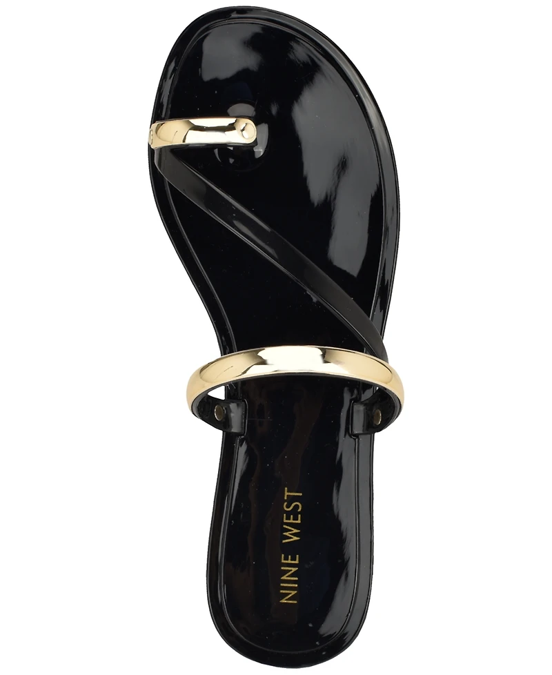 Nine West Women's Seashell Toe Ring Slip-On Flat Sandals