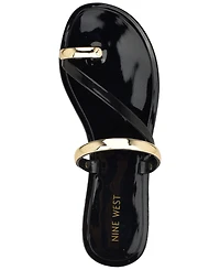 Nine West Women's Seashell Toe Ring Slip-On Flat Sandals