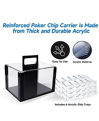 Gse Games & Sports Expert 600pcs Casino Grade Acrylic Poker Chips Carrier with 6 Poker Chip Trays