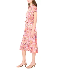 Msk Women's Short-Sleeve Zipper Midi Dress