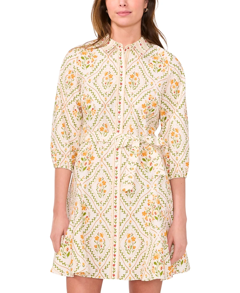 Msk Women's Long-Sleeve Collared Dress