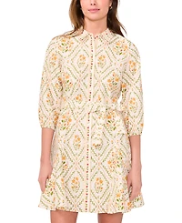 Msk Women's Long-Sleeve Collared Dress