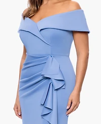 Xscape Plus Off-The-Shoulder Scuba Crepe Gown