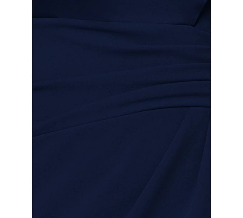 Betsy & Adam Petite Long Satin One Shoulder Ball Gown