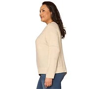 Democracy Plus Long-Sleeve Mixed Media Knit Top