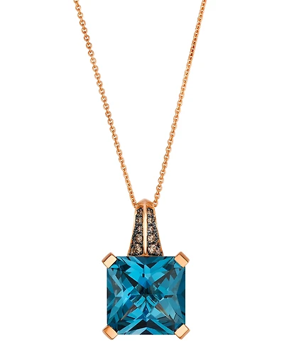 Le Vian London Blue Topaz (7-19/20 ct. t.w.) & Chocolate Diamond (11/100 ct. t.w.) Pendant Necklace in 14k Strawberry Gold