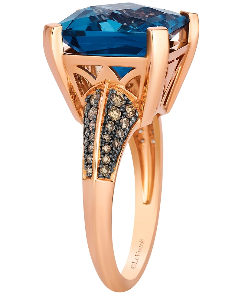 Le Vian London Blue Topaz (7-19/20 ct. t.w.) & Chocolate Diamond ( 3/10 ct. t.w.) Ring in 14k Strawberry Gold