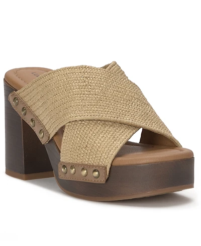 Lucky Brand Women's Casyna Criss-Cross Woven Strap Wood Platform Sandals
