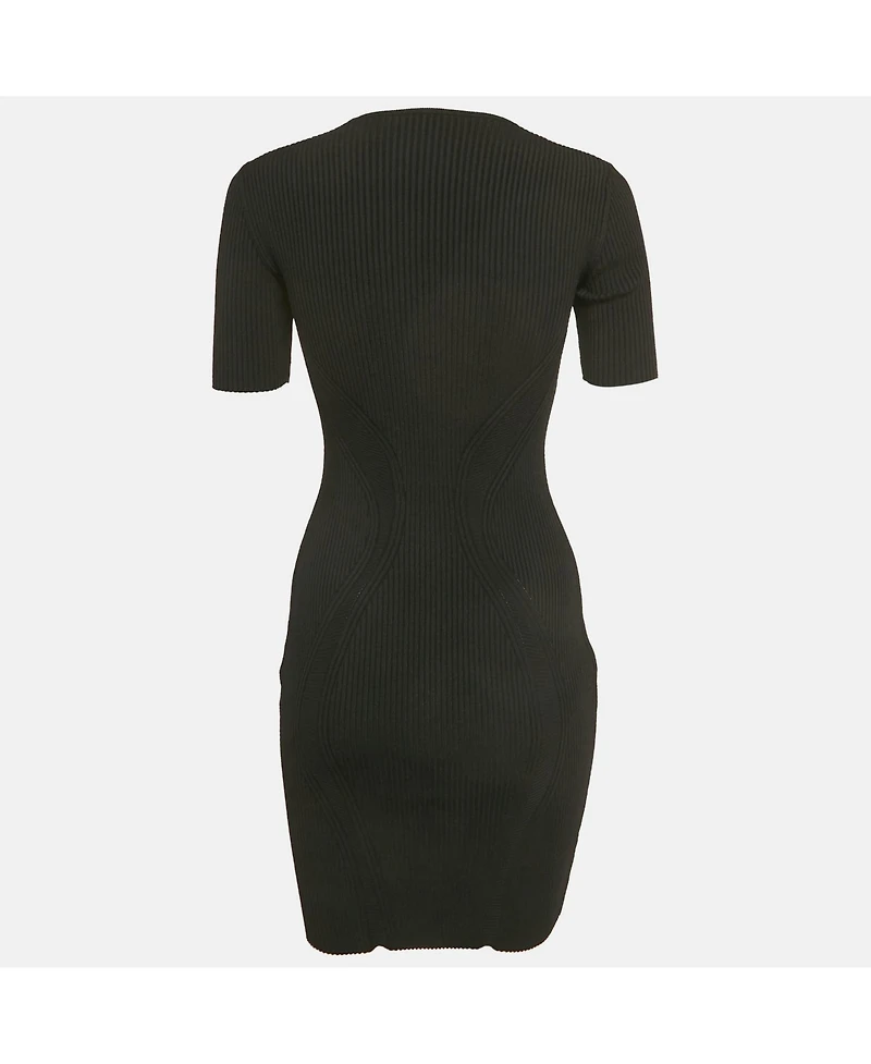 Pre-Owned Alexander Mcqueen Women's Black Rib Knit Cut-Out Bodycon Dress