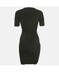 Pre-Owned Alexander Mcqueen Women's Black Rib Knit Cut-Out Bodycon Dress