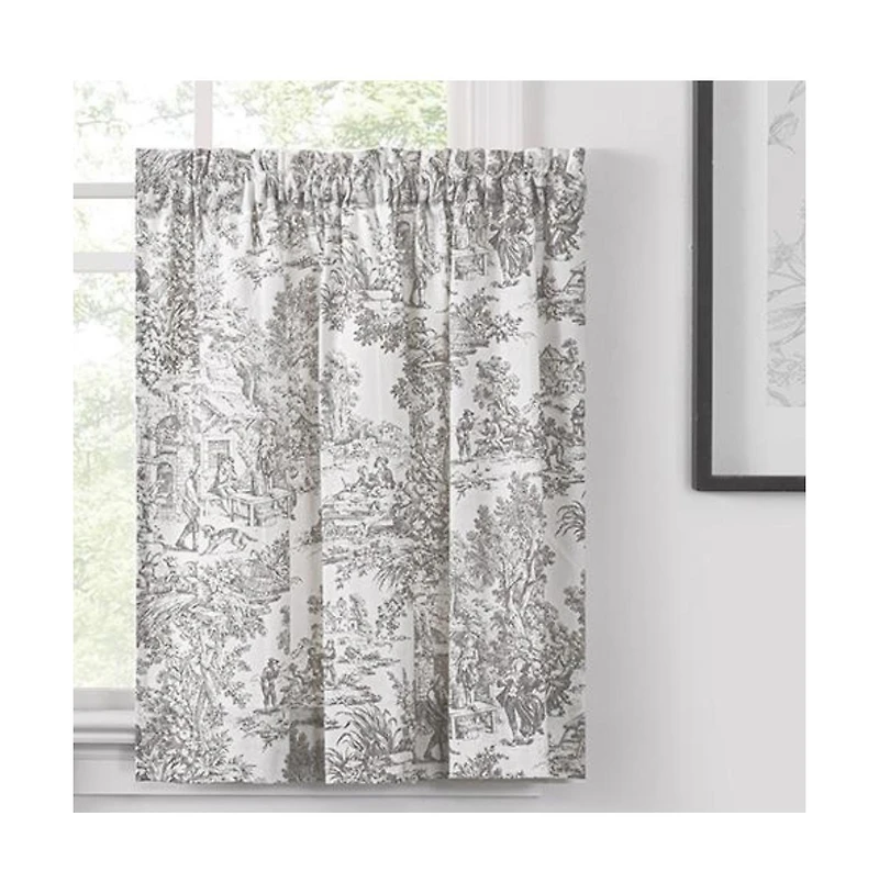 Ellis Curtain 2- Victoria Park Toile Room Darkening Window Rod Pocket Pair Set With 2 Tiers