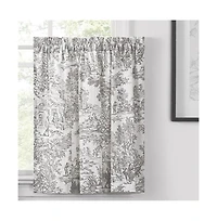 Ellis Curtain 2- Victoria Park Toile Room Darkening Window Rod Pocket Pair Set With 2 Tiers