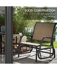 Flynama Light Mixed Brown Outsunny Porch Glider Set of 2 Metal Frame Mesh Fabric Curved Armrests for Garden Poolside Backyard Balcony