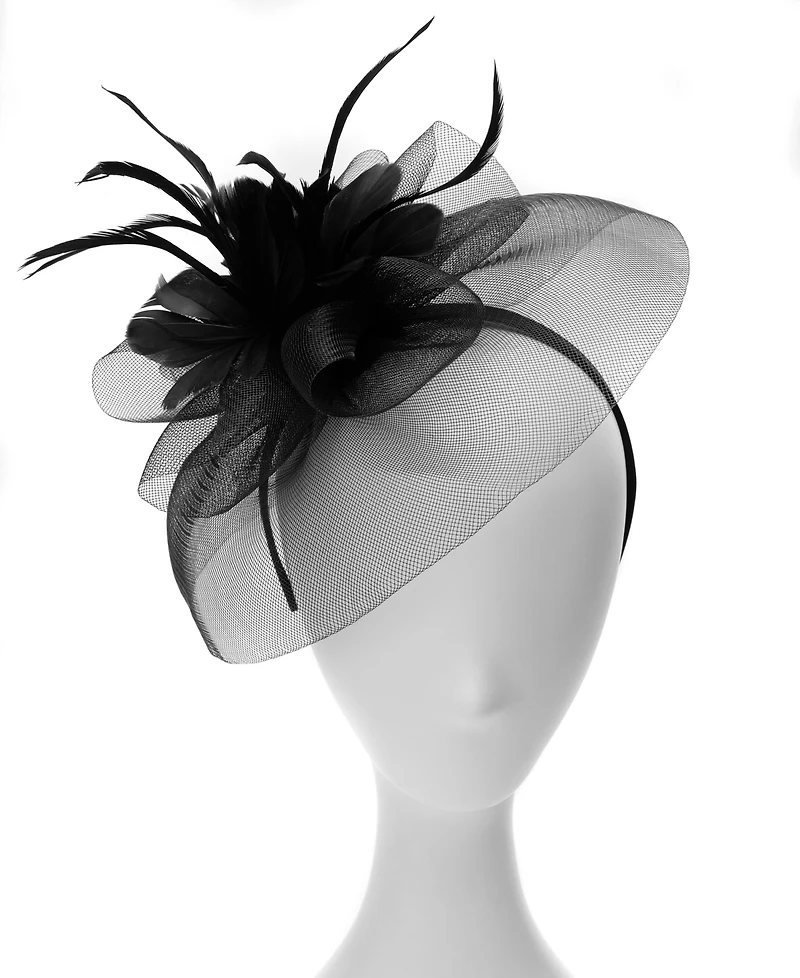 August Hats Feather Flower Net Fascinator Hat