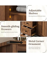 gaomon Farmhouse 5 Drawer Dresser for Bedroom, Wood Chest of with Sliding Barn Door, Adjustable Shelf