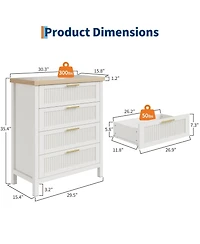 gaomon Fluted Drawers Dresser for Bedroom Tall Chest of Dressers for Closet Fluted Drawers with Metal Handle, Clothes Storage Cabinet