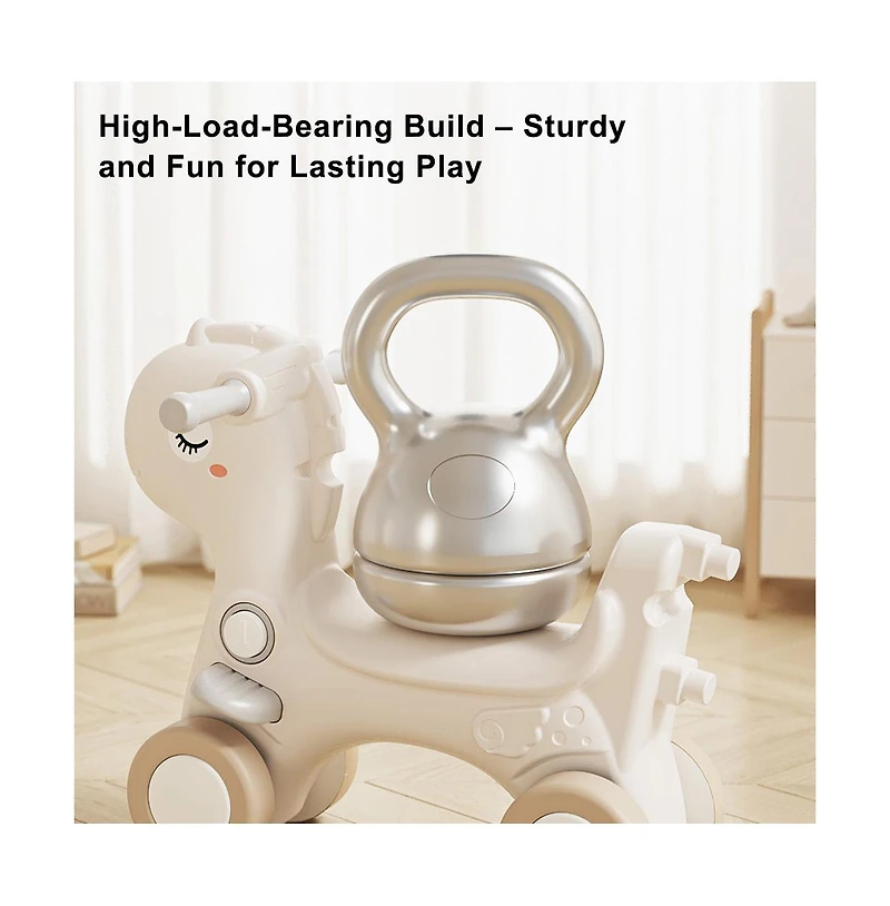 Bruce & Shark 4-in-1 musical rocking horse for toddlers, converts to ride-on, walker, board."