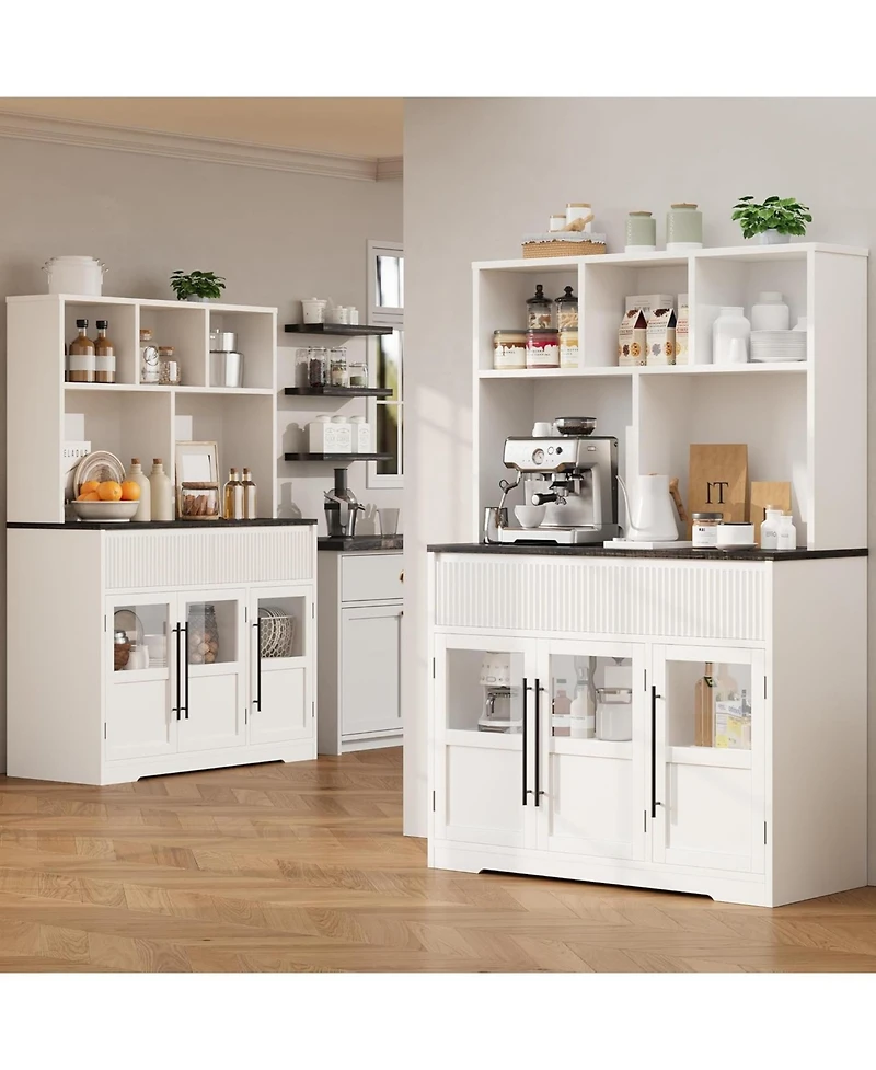 gaomon 60" Kitchen Pantry Cabinet, Tall Pantry Storage Cabinet with Microwave Stand