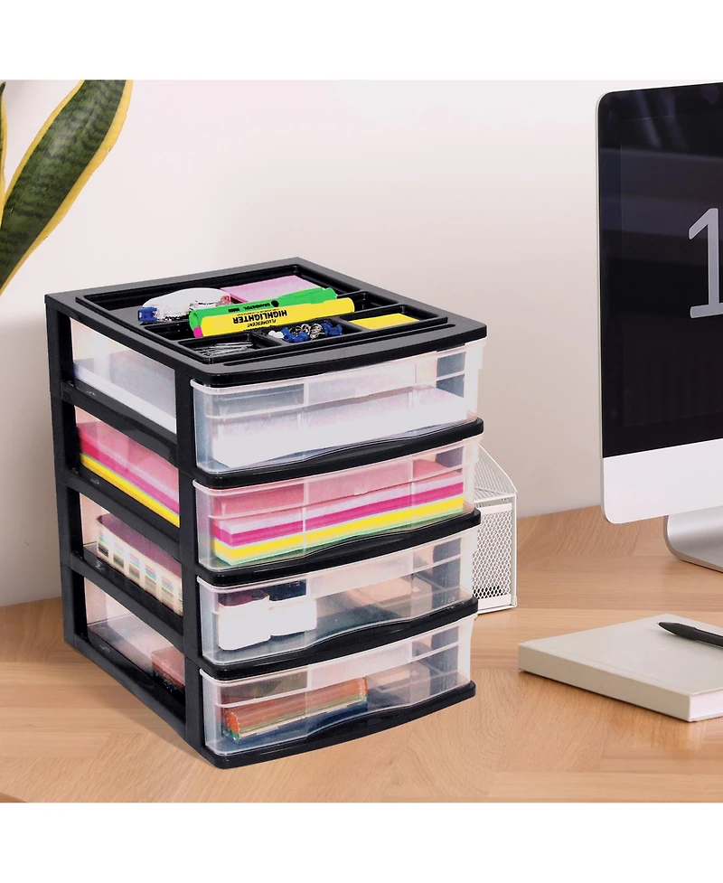 Gracious Living 4 Drawer Desktop Countertop Storage with Organizer Lid