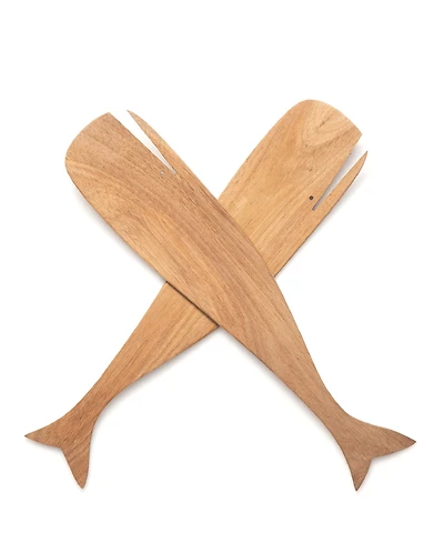 Ironwood Acacia Whale Salad Servers, Set of 2