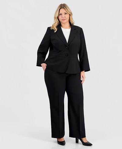 Le Suit Plus Two-Button Waist-Inset Pantsuit
