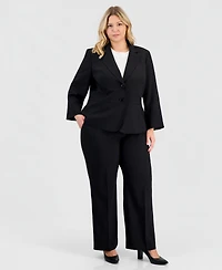 Le Suit Plus Two-Button Waist-Inset Pantsuit