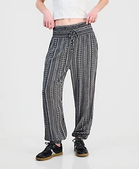 Kingston Grey Juniors' Striped Smocked-Waist Jogger Pants