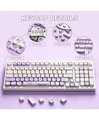 Lofree 132 Keys Moa Keycaps, Dye-Sublimation Pbt Custom Keycap Set, Cute Bear Customized Pattern Keycaps for Mx Switches Mechanical Gaming Keyboard