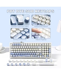 Lofree 132 Keys Moa Keycaps, Dye-Sublimation Pbt Custom Keycap Set, Cute Bear Customized Pattern Keycaps for Mx Switches Mechanical Gaming Keyboard