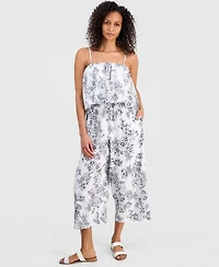 Nautica Women's Toile Garden-Printed Sleeveless Cropped Jumpsuit