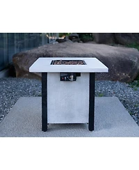 Flynama 28 Inch Square Outdoor Propane Fire Pit Table 50000 Btu Csa Certified Charcoal Grain 25 Inch H