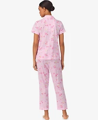 Lauren Ralph Petite 2-Piece Short-Sleeve Shirt & Cropped Pants Pajama Set