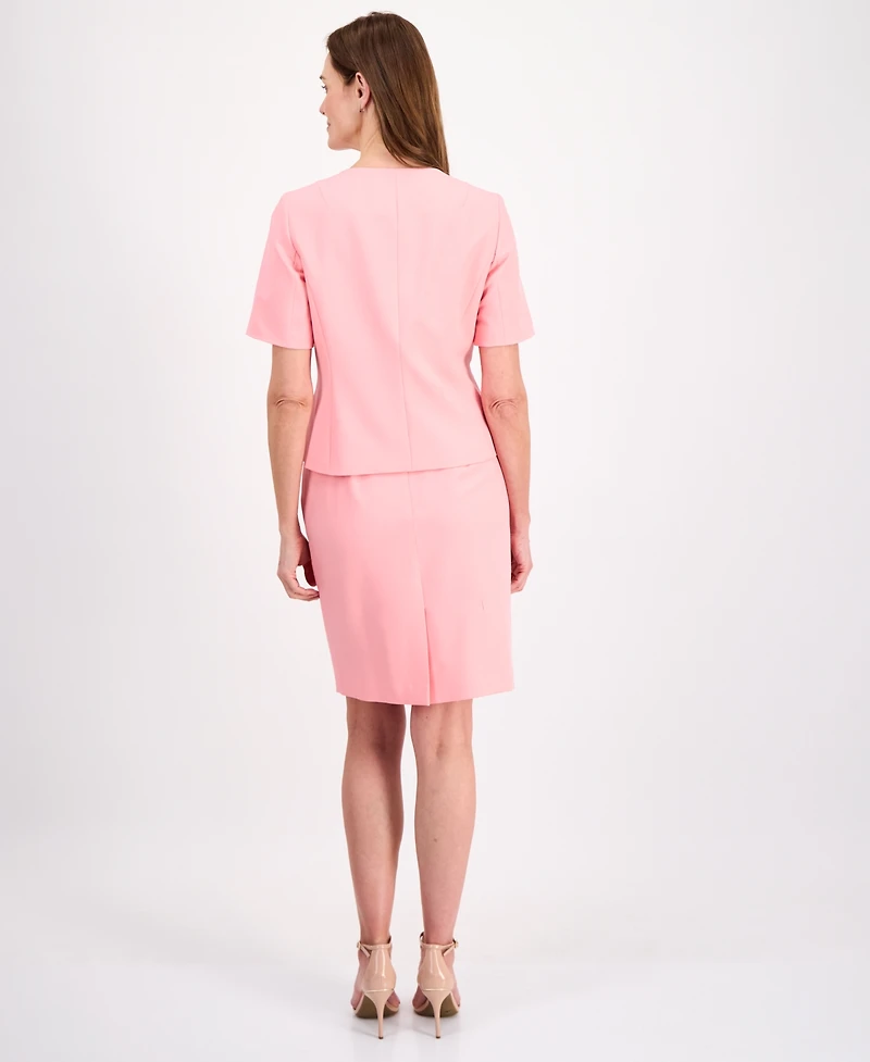 Le Suit Women's Short-Sleeve Four-Button Skirt