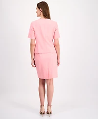 Le Suit Women's Short-Sleeve Four-Button Skirt