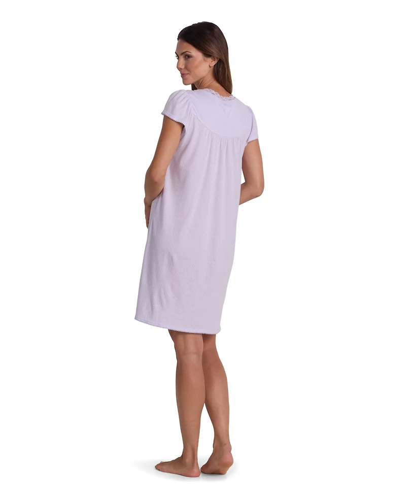 Miss Elaine Women's Short-Sleeve Solid Sleepwear Nightgown