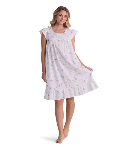 Miss Elaine Women's Short-Sleeve Woven Sleepwear Nightgown