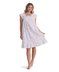 Miss Elaine Women's Short-Sleeve Woven Sleepwear Nightgown