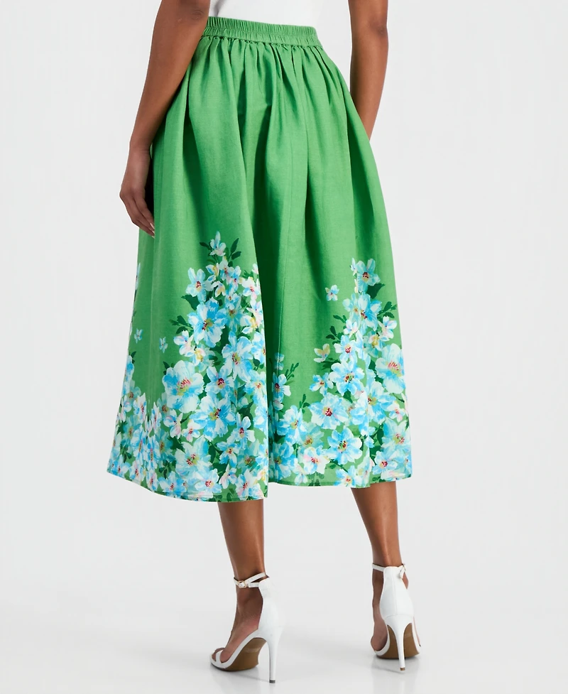 T Tahari Women's Placed Floral Midi Skirt