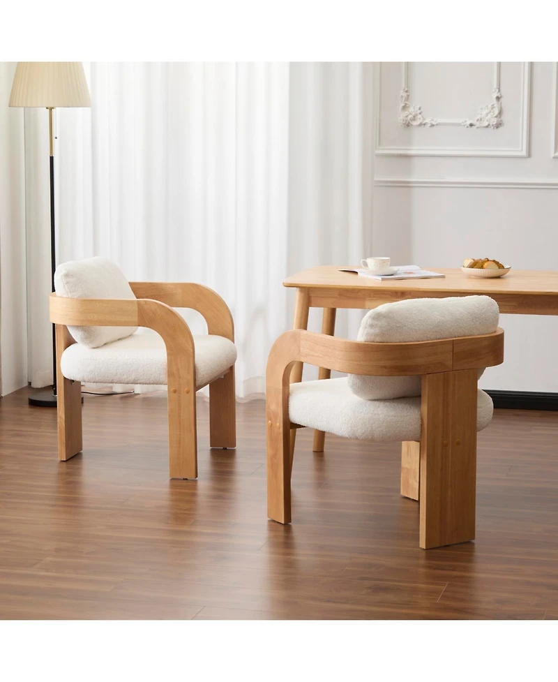 Streamdale Furniture White Boucle Dining Chairs - 2 Pack